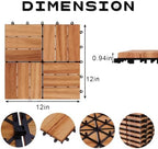 Solid Acacia Wood Interlocking Deck Tiles Snap Together Floor - Image 3