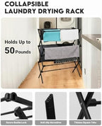 3-Tier Metal Folding Clothes Drying Rack, Laundry Drying Rack Clothing | - Image 5