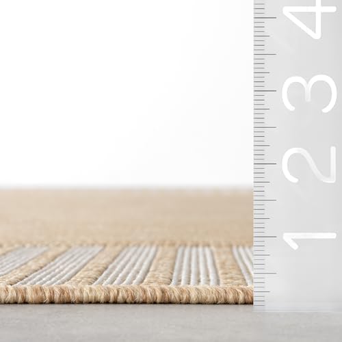 nuLOOM Asha Tan Bordered Power Loomed Indoor/Outdoor Area Rug - Image 2