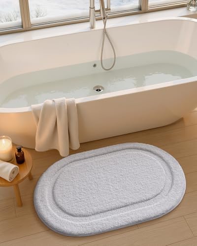 Color&Geometry Small White Bathroom Rugs, Non Slip Shower Mat - Image 2