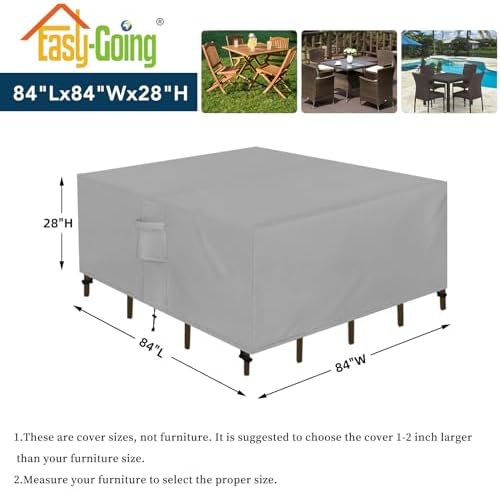 Easy-Going Square Patio Furniture Cover Waterproof Outdoor Dining Table and - Image 2