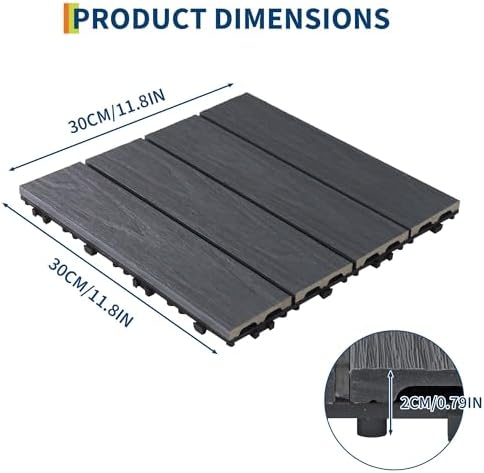 9-Pack 12"X12" Composite Interlock Deck Tiles – Waterproof Interlocking Flooring - Image 2