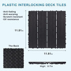Plastic Interlocking Deck Tiles, 12 Pack 12in Waterproof, Dark Grey - Image 4