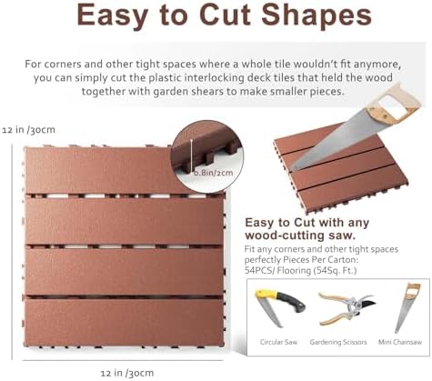 EchoDeck Interlocking Deck Tiles, 54 Pack Deck Tiles Interlocking Outdoor All - Image 6