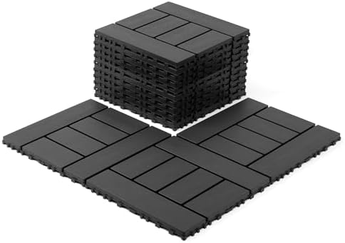 44 Pack Interlocking Deck Tiles, All-Weather Outdoor Deck Tiles by Unknown