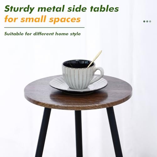 2-Pack Small Side Tables Outdoor Patio Round Accent Table Modern Indoor End - Image 4