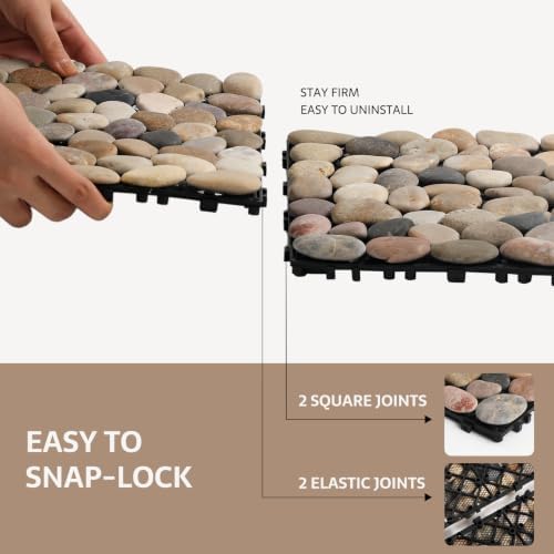 River Rock Pebble Tile, Natural Stone Deck Paver Tile, 4 Sheets - Image 5