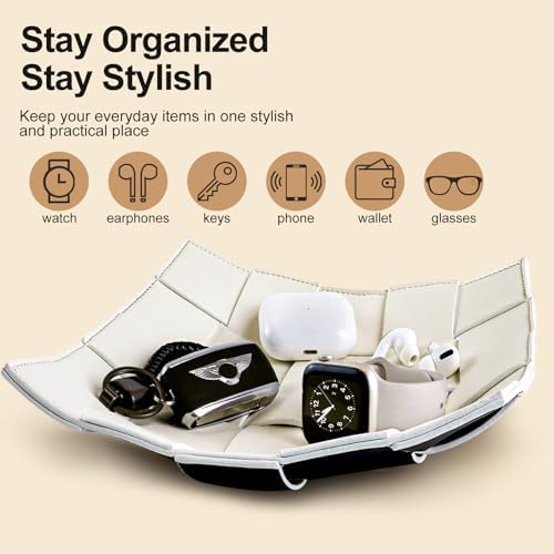 MSJGA Valet Tray for Men and Women PU Leather Key Holder Bowl for Entryway - Image 4