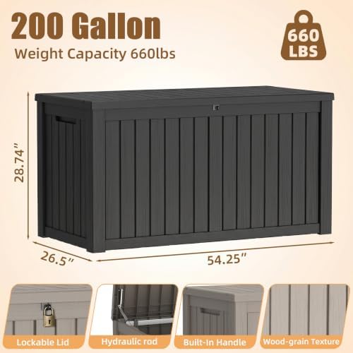 280 Gallon Outdoor Storage Box, Large Patio Deck Box, Tool Storage Bin - Image 5