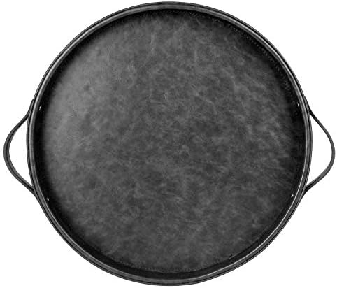 HofferRuffer Top Nocth PU Leather Round Serving Tray, Decorative Serving Tray by HofferRuffer