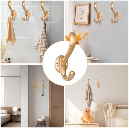 10 Pack Coat Hooks Wall Mount Heavy Duty Utility Retro Double Hooks - Image 5