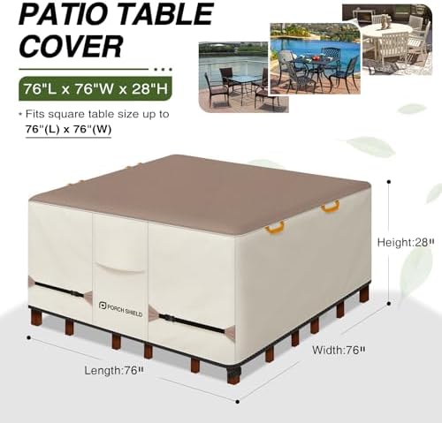 Porch Shield Waterproof Square Patio Table Cover 76 x 76 inch - Image 2