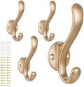 4 Pack Coat Hooks Wall Mount Heavy Duty Utility Retro Double Hooks by PEOIAOY