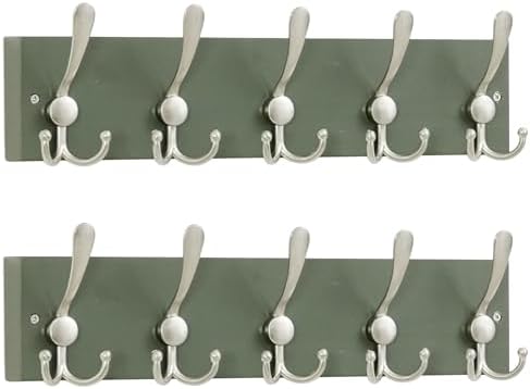 SKOLOO Creations Forest Green Solid Wood Wall Mounted Coat Rack, 5 Hooks by SKOLOO