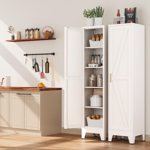 Bevivog 67" Slim Storage Cabinet, Narrow Metal Cabinet Closet - Image 4