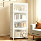 Stackable Storage Bins with Lid and Wheels, 128QT 4 Tier Closet Organizers by Maeytau