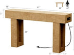 63 Inch Long Console Table w/Outlets & USB Ports, Narrow Rectangular Sofa Table - Image 3