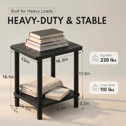 PASAMIC Outdoor Side Table, 2-Tier Square Patio Table - Image 2