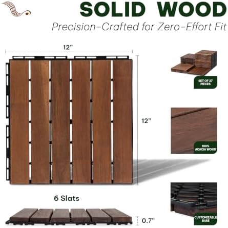 Acacia Interlocking Deck Tiles, 6 Slats - Image 2