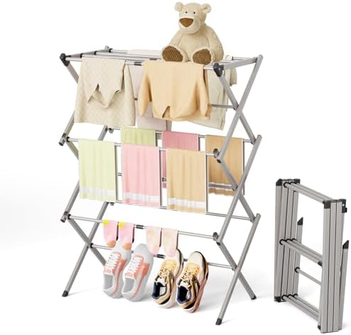 BAKON Space Saving Foldable Clothes Drying Rack, Extendable Rustproof Laundry by BAKON