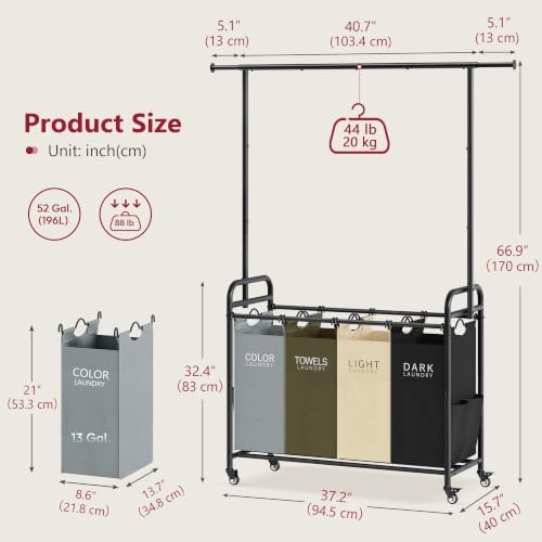 Tajsoon Laundry Sorter Cart - Image 7