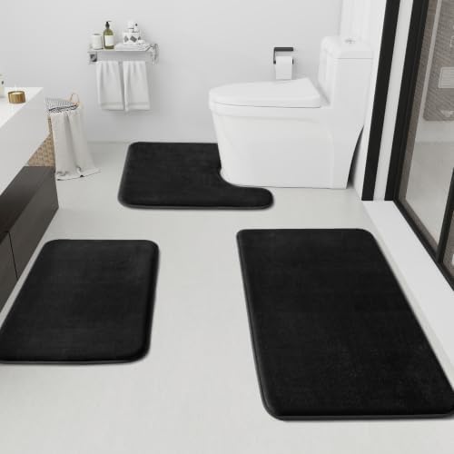 HUXMEYSON Bathroom Rugs Sets 3 Piece, Non-Slip & Quick Dry Bath Mat Set by HUXMEYSON