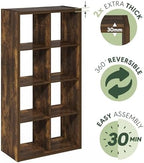 Furinno Cubicle 8-Cube Book Shelf, Extra Thick Frame Bookshelf, Amber Pine - Image 6