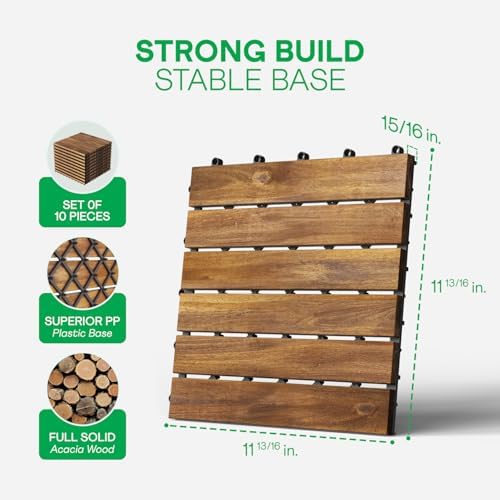 IDZO Interlocking Acacia Deck Tiles 9.6 SQFT - Image 2
