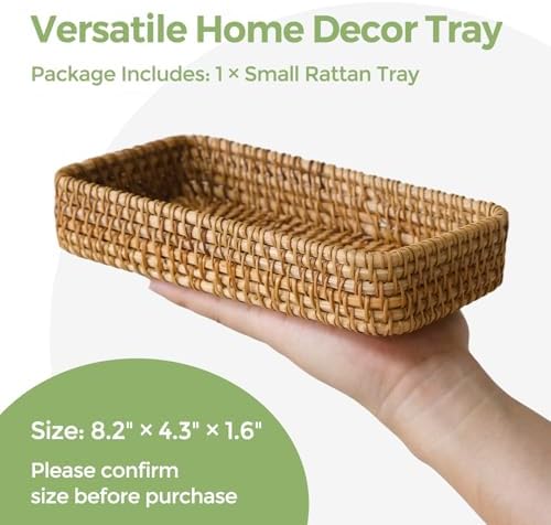 Small Rattan Serving Tray, Natural Wicker Decorative Tray - Image 6