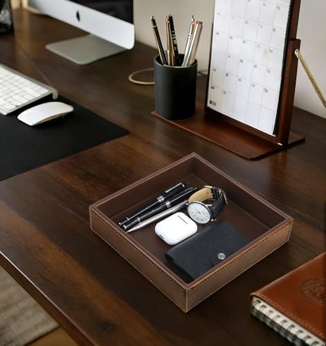 HofferRuffer Faux Leather Vanity Tray, Elegant Desktop Storage Organizer - Image 6