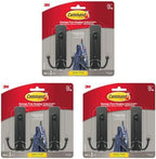 Command Large Matte Black Double Hooks, 2 Hooks and 2 Strips, Damage Free by Command