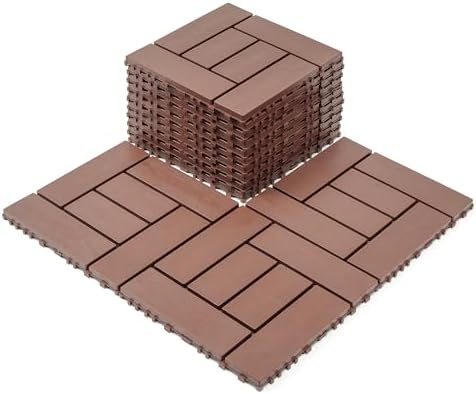 44 PCS Plastic Deck Tiles, Waterproof Interlocking Patio Flooring, Non-Slip by Unknown