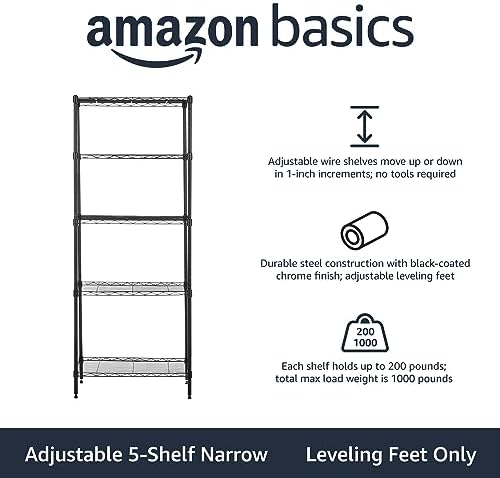 Amazon Basics 5-Shelf Multipurpose Adjustable Steel Garage Shelving Unit - Image 3