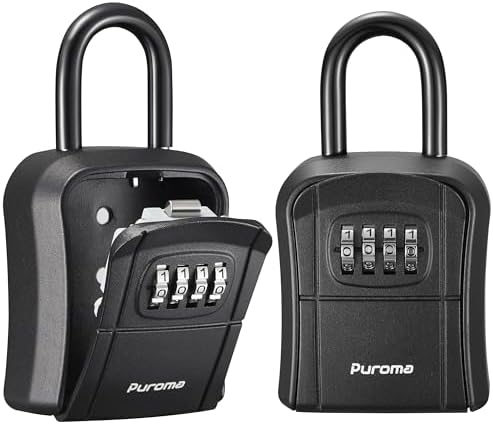 Puroma Key Lock Box Outdoor 4 Digit Code Combination Lockbox House, 2 Black by Puroma
