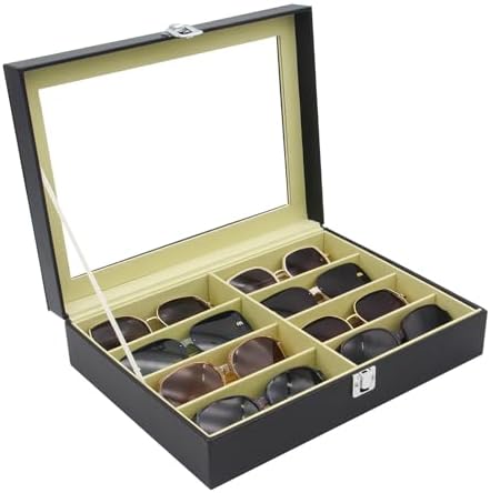 8 Slots Sunglass Organizer, PU Leather Eyewear Display Tray by Unknown