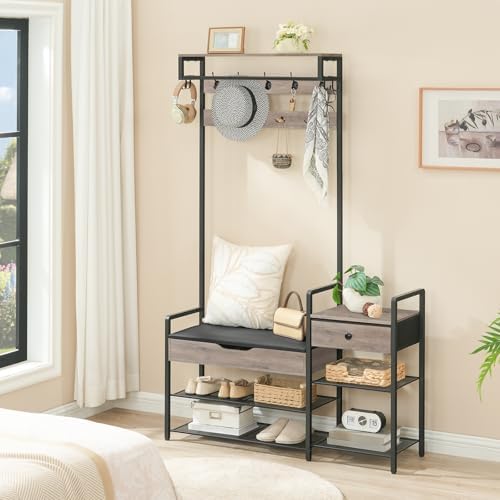 HOOBRO Hall Tree with Bench, Shoe and Coat Rack - Image 6