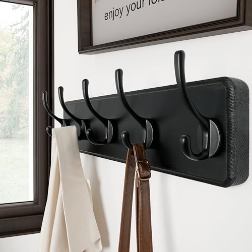 SKOLOO Rustic Coat Rack Wall Mount, 5 Hooks, 17 Inch, Solid Wood - Image 2