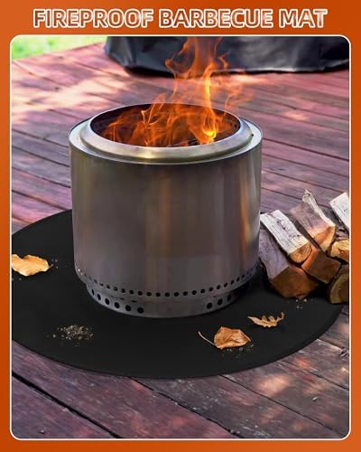 48" Round Fireproof Grill Mat for Deck & Patio, Double-Sided Silicone Coated - Image 3