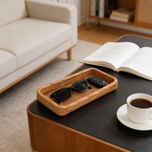 Small Rattan Serving Tray, Natural Wicker Decorative Tray - Image 2