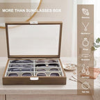 8 Slots Sunglass Organizer, PU Leather Eyewear Display Tray - Image 3