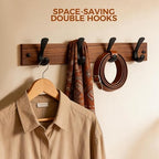 Wooden Coat Rack Wall Mount, Teak Solid Wood Coat Hanger - Image 2