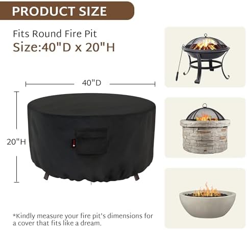iBirdie Round Fire Pit Cover 40 inch, Outdoor Waterproof Coffee Table Cover - Image 2