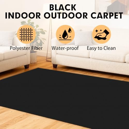 Grefinity Marine Carpet, 6 FT x 10 FT Black Indoor Outdoor Carpet - Image 3