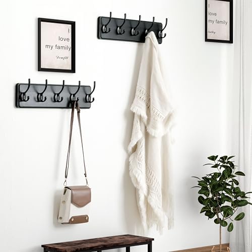 Dseap Coat Rack Wall Mount: Modern, Heavy-Duty, 17.4" Long 5-Double-Hooks - Image 5