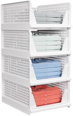 caktraie 4 Pack Stackable Closet Storage Basket by shoeboxesanddeskorganizers