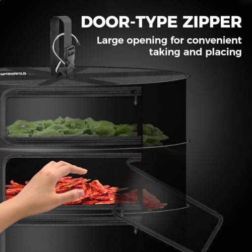 24" Diameter 6 Layer Herb Drying Rack Foldable C-Shaped Zipper - Image 4