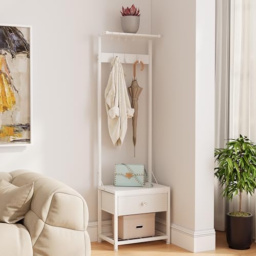 LUMTOK Hall Tree with Shoes Bench Storage, Small Coat Rack with Drawers - Image 6