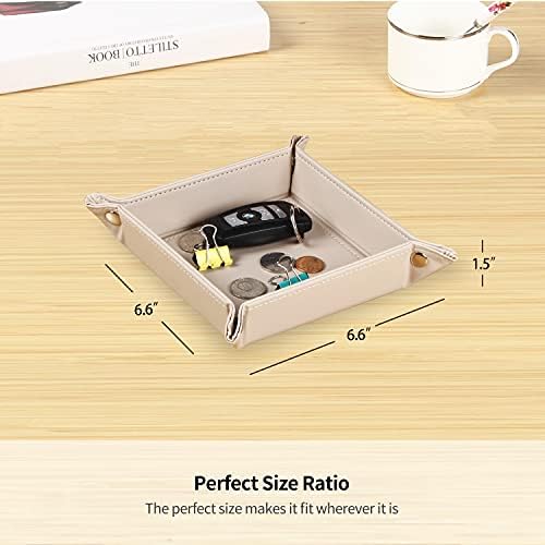 YAPISHI Valet Tray, Foldable PU Leather Catchall Tray/Dish/Caddy Orange - Image 3