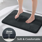 HUXMEYSON 3-Piece Memory Foam Bathroom Rug Set, Dark Grey - Image 3