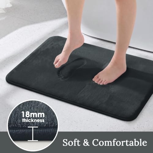 HUXMEYSON 3-Piece Memory Foam Bathroom Rug Set, Dark Grey - Image 3
